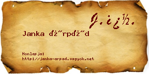 Janka Árpád névjegykártya
